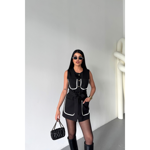 BÜYÜK CEP BİYE DETAYLIYELEK - Siyah