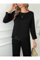 Kadın Uzun Kollu Bisiklet Yaka Pulpayetli Viskon Iki Iplik Bluz Ve Pantolon Ikili Takım