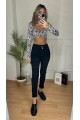 Yüksek Bel Likralı Jean Pantolon 90 Cm
