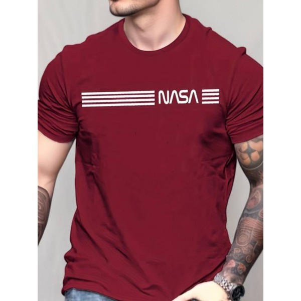 Erkek Kısa Kollu Nasa Baskı Basic Erkek T-shirt