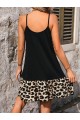 Kadın Ip Askılı Yuvarlak Yakalı Leopar Detaylı Elbise
