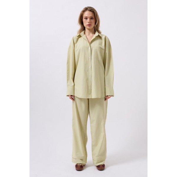 Çizgili Cep Detay Gömlek