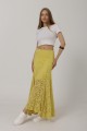 Bel Lastikli Dantel Etek - Sarı