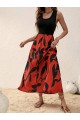 Kadın Askılı Yuvarlak Yaka üst Viskon Alt Desenli Uzun Süprem Elbise