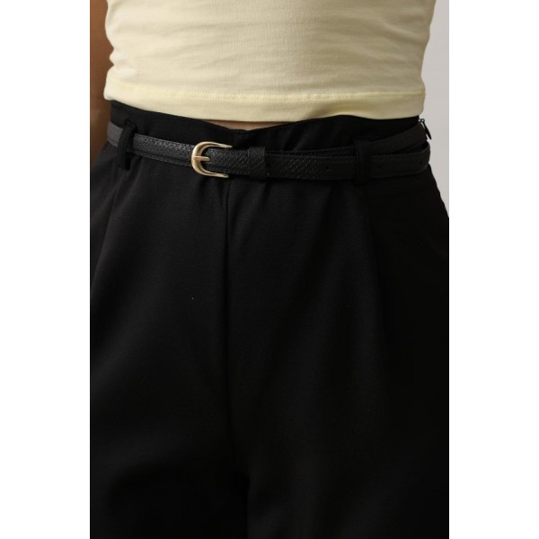 Kemer Pens Detaylı Pantolon - Siyah