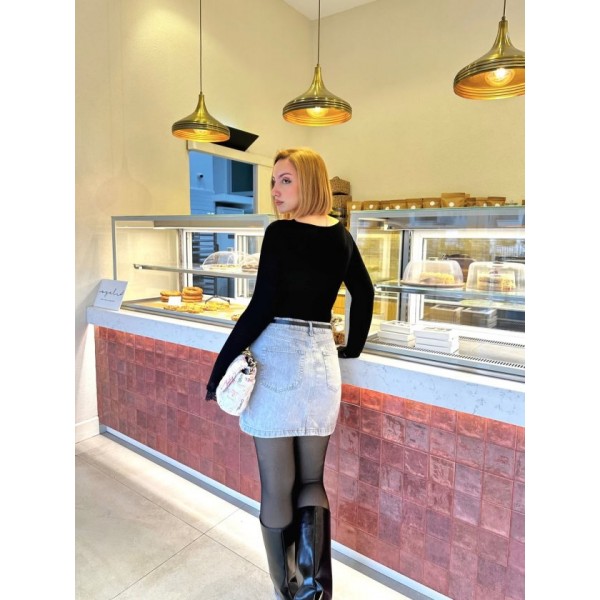 Kadın Uzun Kollu V Yaka Dantel Güpür Detay Bluz