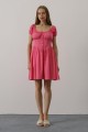 Beli Korseli Mini Elbise - Fuşya