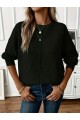 Kadın Uzun Kollu Bisiklet Yaka Düşük Omuz Detaylı Triko Bluz