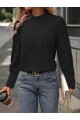 Kadın Uzun Kollu Balıkçı Yaka önden Dikişli Dokuma Bluz