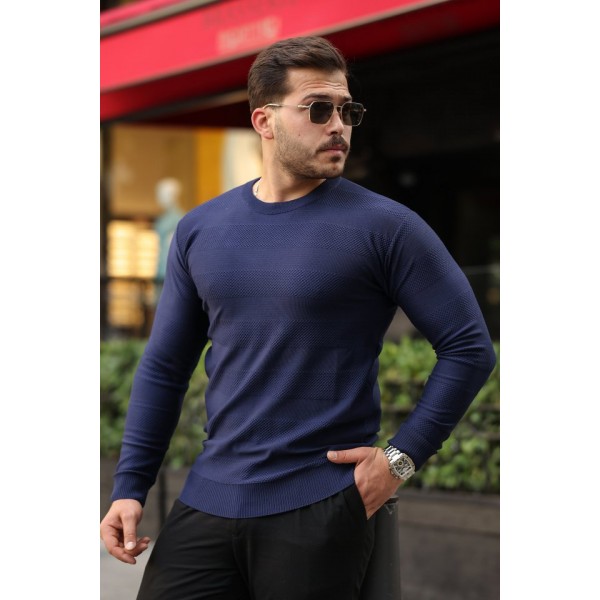 Erkek Bisiklet Yaka Uzun Kollu Triko