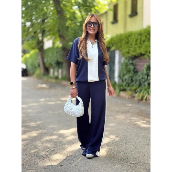 Kadın Modal Kumaş Yakası Fermuarlı şerit Detaylı Takım