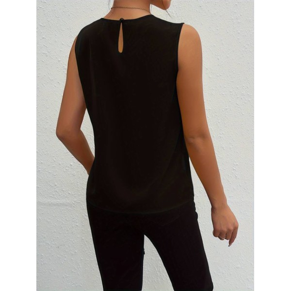 Kadın Askılı Yuvarlak Büzgü Yaka Sandy Bluz