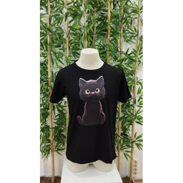 Erkek Bisiklet Yaka Kedi Baskılı Süprem T-shirt