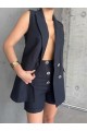 KETEN YELEK - ŞORT TAKIM - Siyah