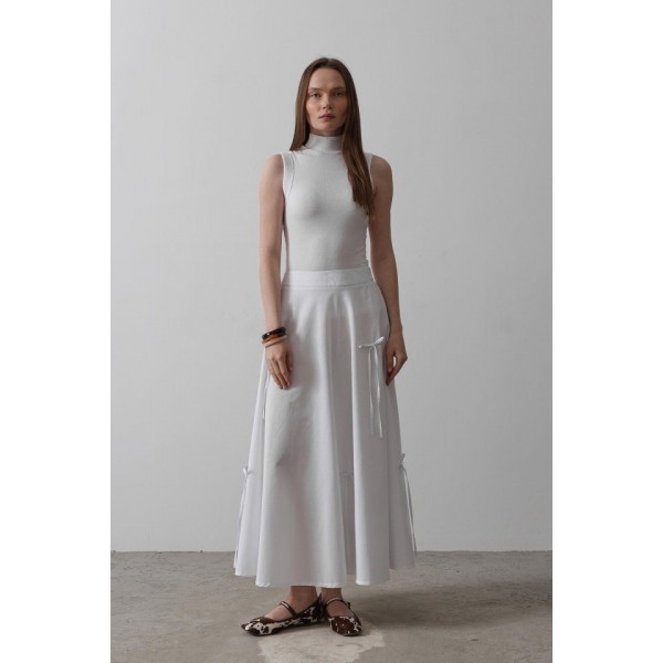 Fiyonk Kloş Etek - Beyaz