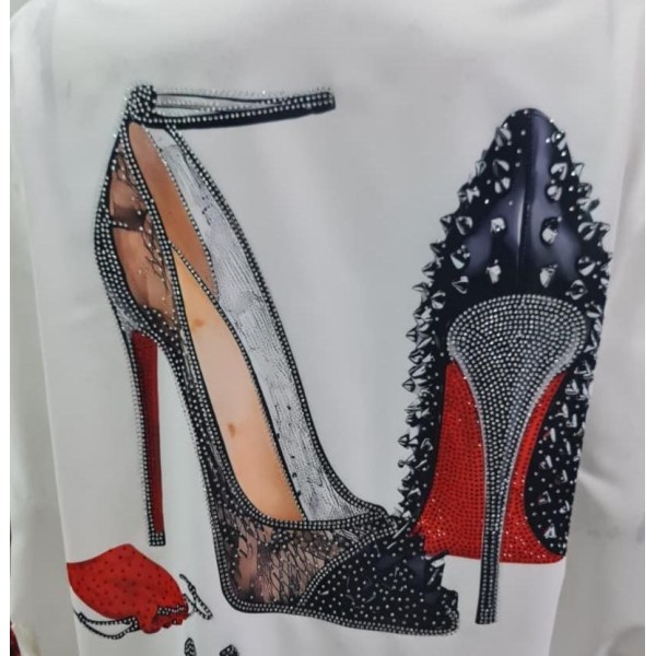 Kadın Desen Baskılı Taş Işlemeli Jessica Kumaş Gömlek