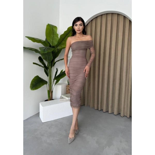 Polack Tek Omuz Tül Elbise