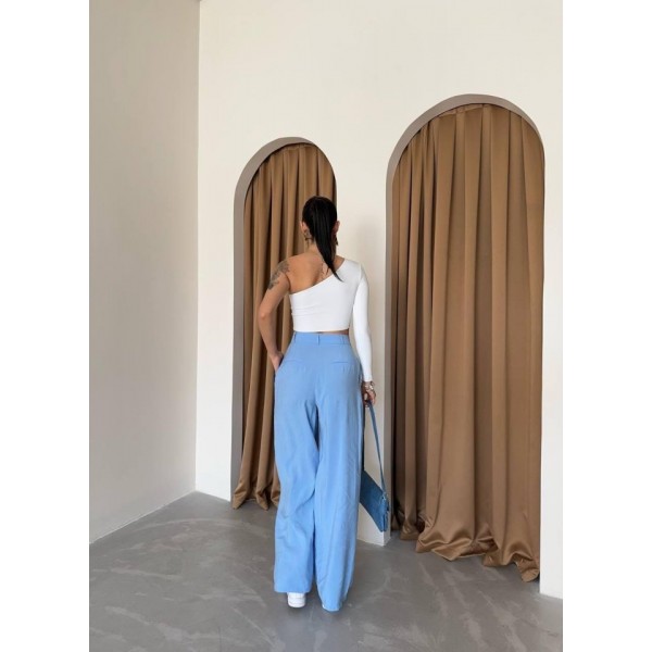 PİLE VE CEP KAPAK DEYALI SALAŞ PANTOLON - Mavi