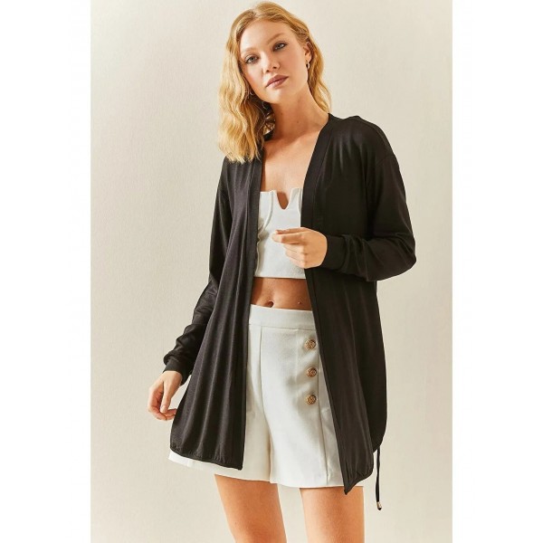 Kadın Uzun Kollu Bağcık Detay Hırka