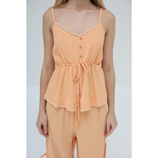 Fiyonklu Bluz Takım - Kavuniçi