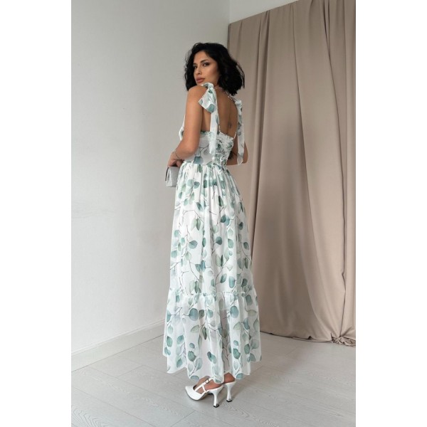 Yeşil Şifon Drapeli Elbise