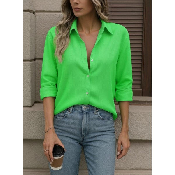 Kadın Uzun Kollu Yakalı önden Düğmeli Gömlek
