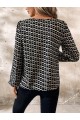 Kadın Uzun Kollu Damla Detaylı Yaka Desenli Süprem Bluz