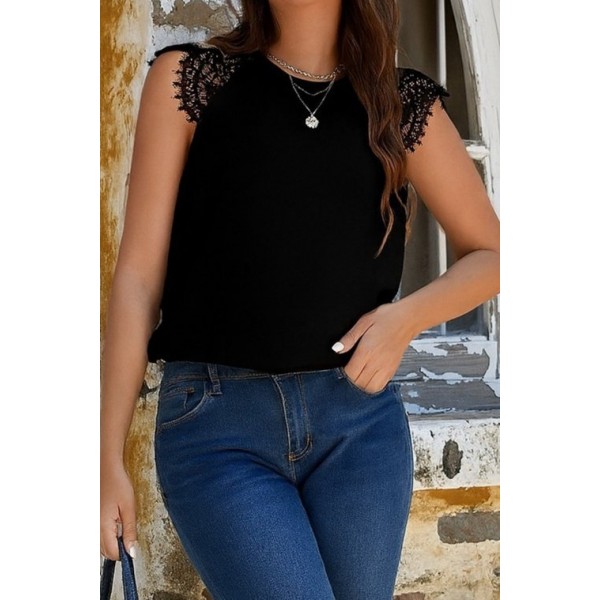 Kadın Kısa Kollu Bisiklet Yaka Ithal Krep Bluz