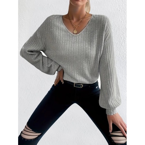 Kadın Uzun Kollu V Yakalı Salaş şardonlu Kaşkorse Bluz