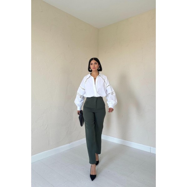 Haki Pensli Ve Dar Paça Pantolon