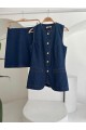 Kolsuz Yelekli Mini Etekli Denim Takım 10164