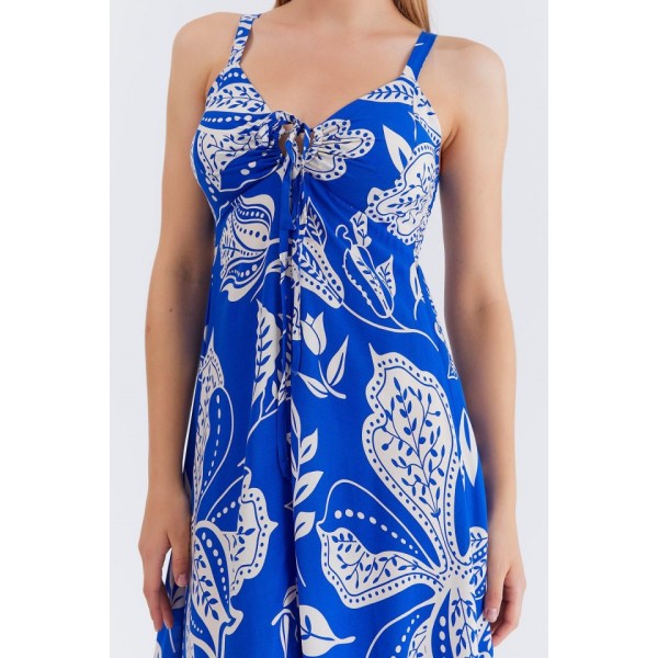 Askılı Viscon Elbise - Saks