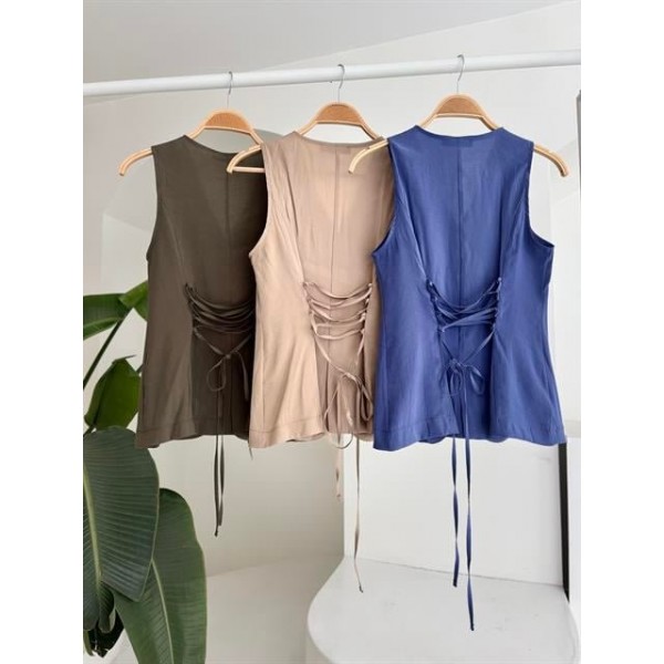 Arkası Bağcıklı Yelek Plazza Pantolon Modal Takım 10202-08