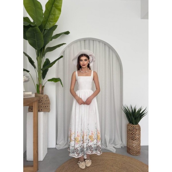 Mazi Çiçek Desenli Elbise