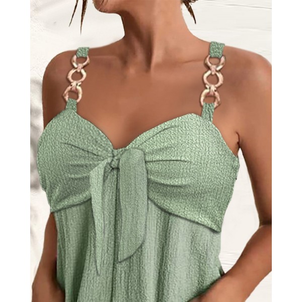 Kadın Askı Aksesuarlı önü Bağlama Detay Salopet şort Tulum