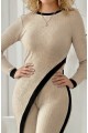 Kadın Uzun Kollu Bisiklet Yaka Asimetrik Kesim Bluz şardonlu Kaşkorse Bluz Ve Pantolon Ikili Takım