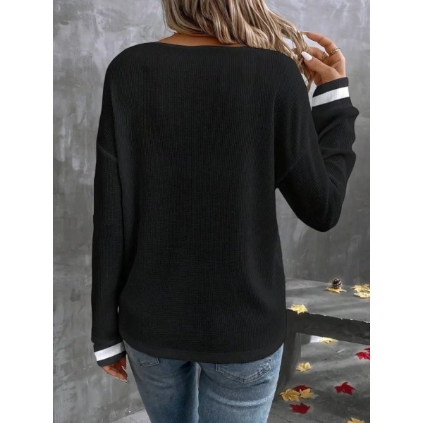Kadın Uzun Kollu V Yakalı Waffle Bluz
