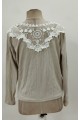 Kadın Uzun Kollu V Yakalı Arkadan Dantel Detaylı şardonlu Kaşkorse Bluz