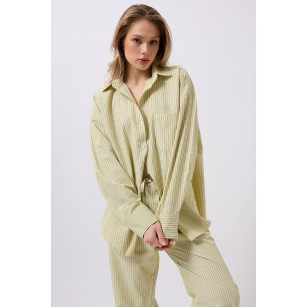 Çizgili Cep Detay Gömlek