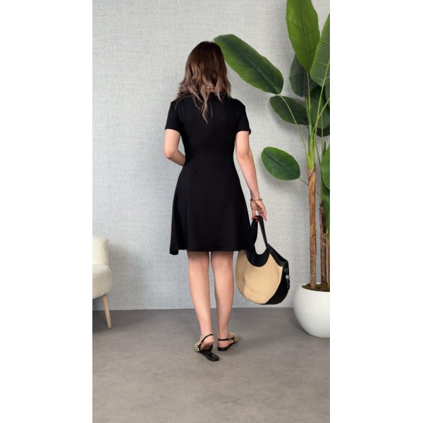 Kadın Penye Kumaş Çiçek Desenli Nakışlı Elbise