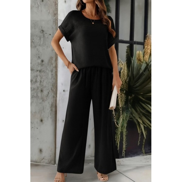 Kadın Kısa Kollu Yakası Açık Aerobin Bluz Ve Pantolon Ikili Takım