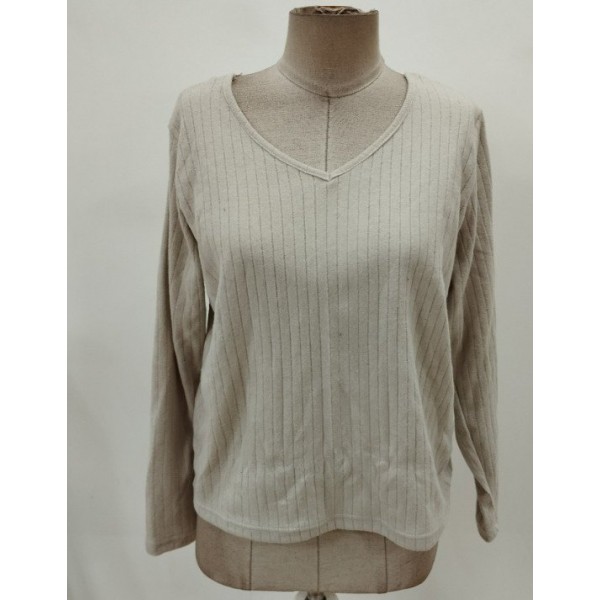 Kadın Uzun Kollu V Yakalı Arkadan Dantel Detaylı şardonlu Kaşkorse Bluz