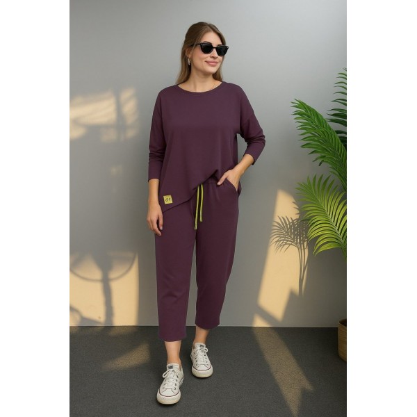 Kadın Uzun Kollu Arma Detaylı Iki Iplik Viskon Ikili Takım