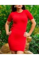 Kadın Kırmızı Kısa Kol Bel Detay Kaşkorse Elbise