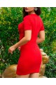 Kadın Kırmızı Kısa Kol Bel Detay Kaşkorse Elbise