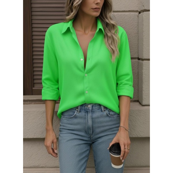 Kadın Uzun Kollu Yakalı önden Düğmeli Gömlek