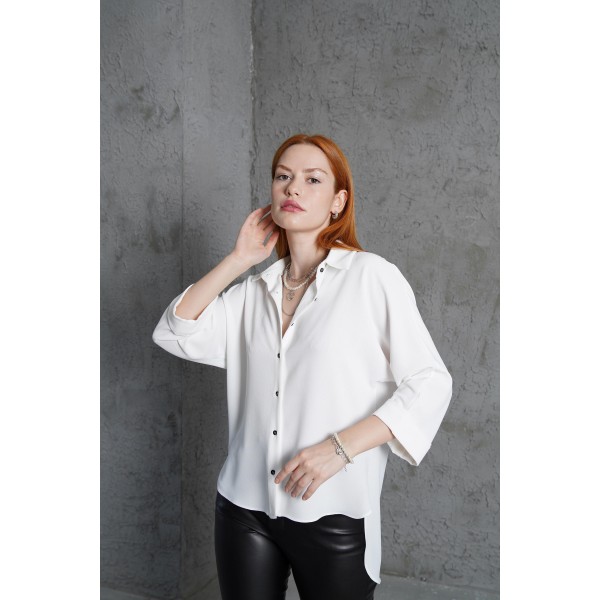 Kol Katlama Detaylı Beyaz Gömlek