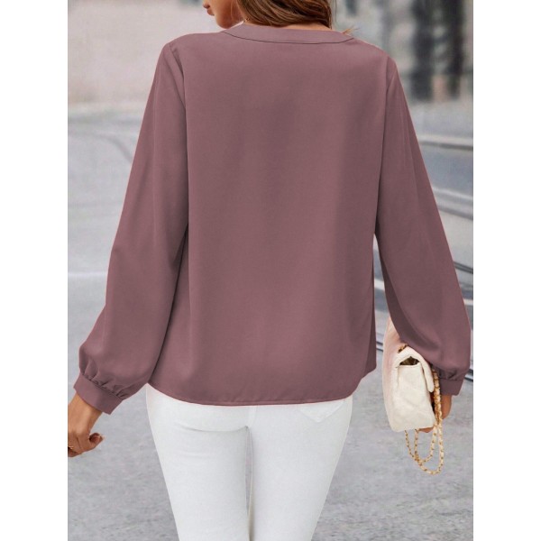 Kadın Uzun Kollu önden Düğmeli Hakim Yaka Ithal Krep Bluz