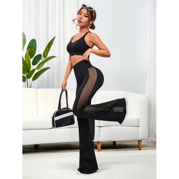 Kadın Yüksek Bel Yandan File Görünümlü Dalgıç Tayt