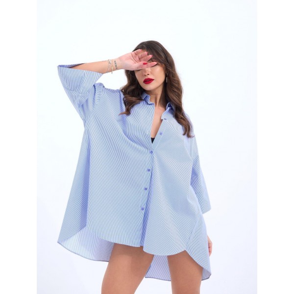 4328 GÖMLEK-MAVİ BEYAZ ÇİZGİLİ